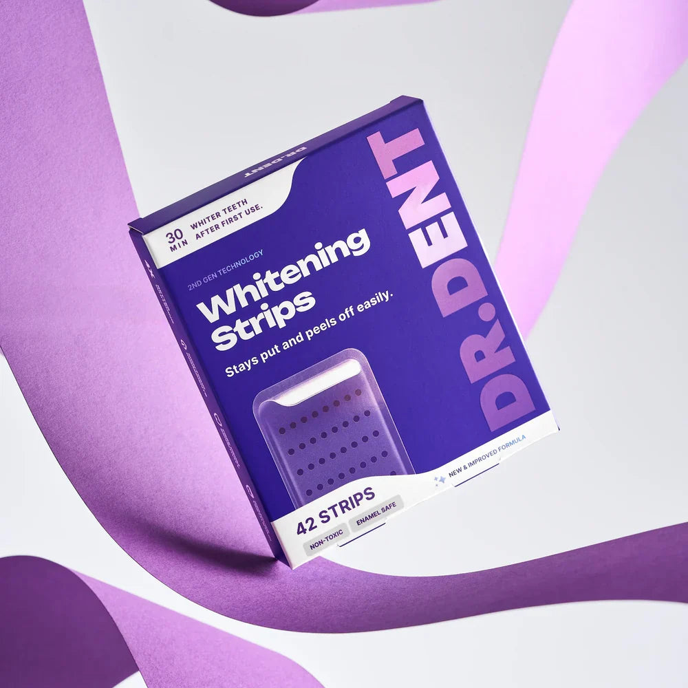 DRDENT Purple Teeth Whitening Strips - 7/21 Whitening Sessions - Safe for Enamel - Non Sensitive Teeth Whitening - Peroxide-Free